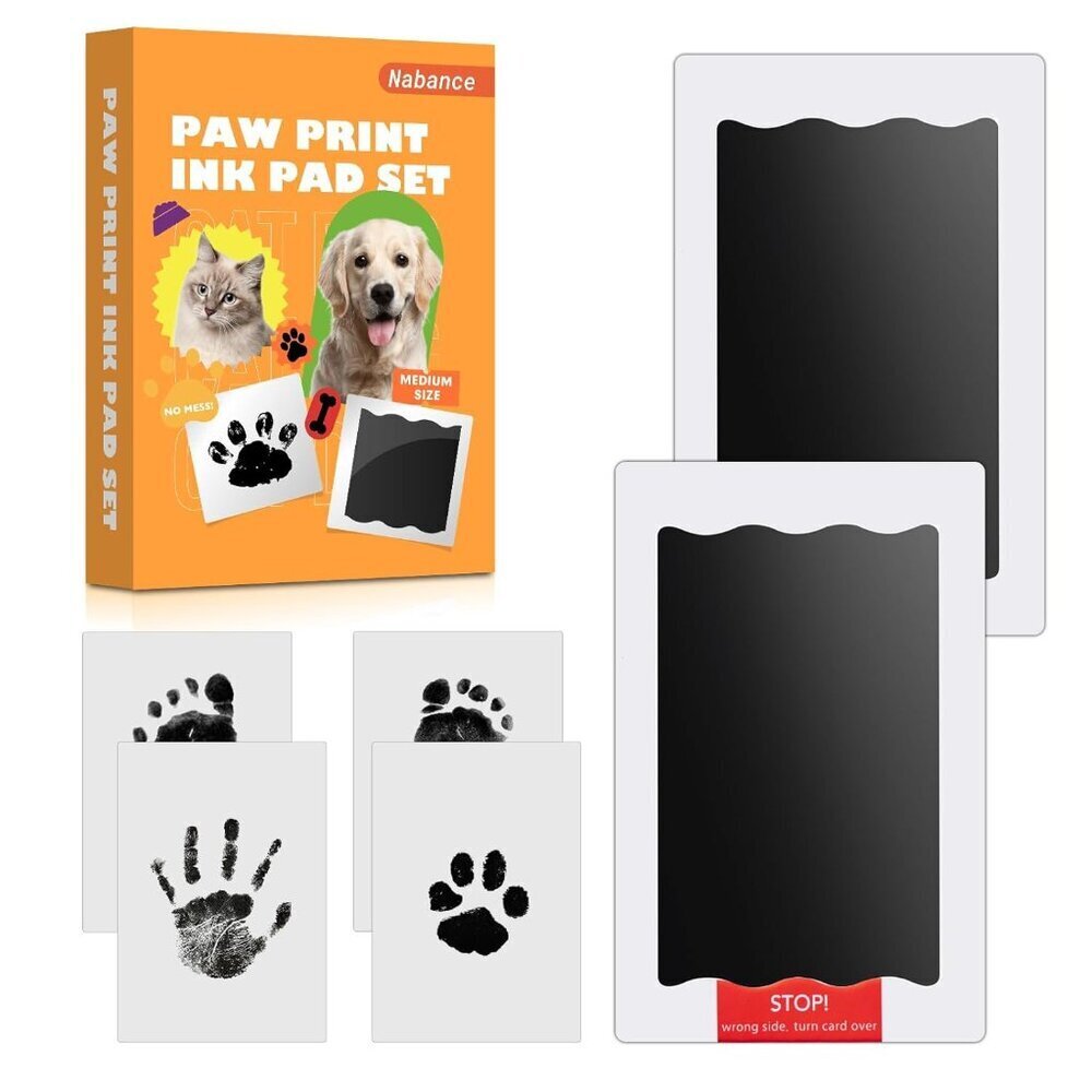 Baby Hand and Footprint Kit, Paw Print Kit for Dog Cats, 2 Inkless Print Pads, 4